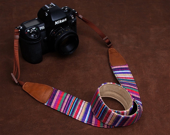 Bohemian Series Slr Camera Strap Canon/nikon Camera Strap Dslr Camera Strap---purple Stripes