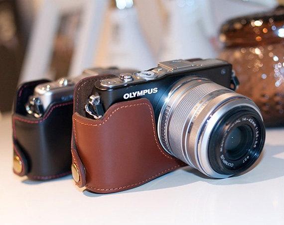 Olympus Epl5 Camera Case , Olympus Camera Base, Brown Leather Half Sleeve,camera Bas